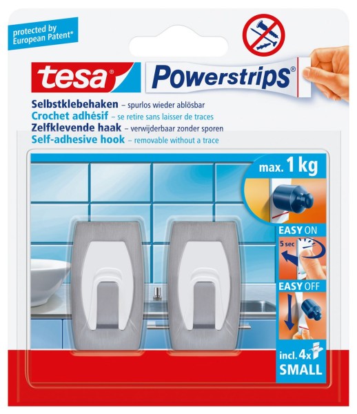 Tesa Power Strips Haken small Konvex Metall-Kunststoff