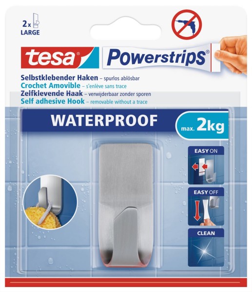 Tesa Powerstrips Waterproof Haken Zoom, Metall
