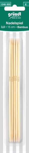 Gründl Nadelspiel Bambus 3,0mm 15cm lang