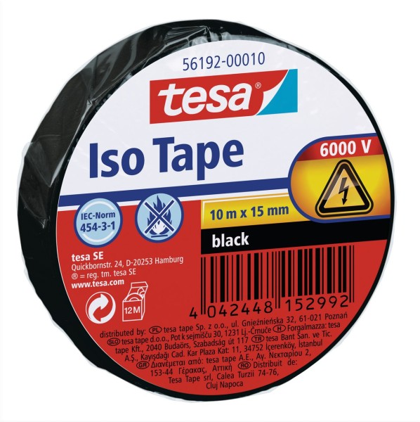 Tesa Isolierband 10 m x 15 mm schwarz