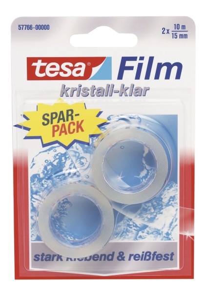 Tesafilm Kristall-Klar 10 m x 15 mm, 2 Rollen
