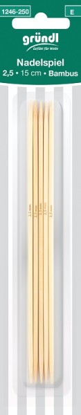 Gründl Nadelspiel Bambus 2,5mm 15cm 