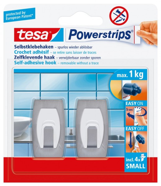 Tesa Power Strips Haken small Konvex Metall-Kunststoff