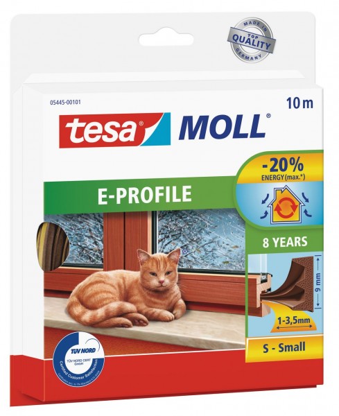 Tesamoll Classic E-Profil 10 m braun, für Spalten 1-3,5 mm
