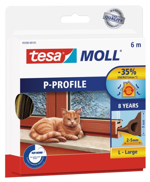 Tesamoll Classic P-Profil 6 m weiss, für Spalten 2-5 mm