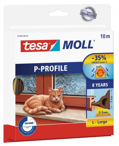 Tesamoll Classic P-Profil 10 m braun, für Spalten 2-5 mm