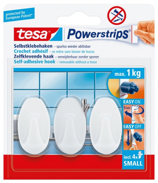 Tesa Powerstrips Haken Small Oval weiss, max. 1Kg