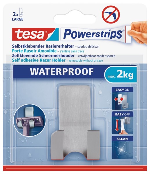 Tesa Powerstrips Waterproof Rasierhalter Zoom, Metall