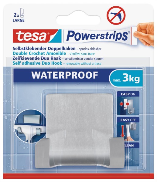 Tesa Powerstrips Waterproof Duohaken Zoom, Metall