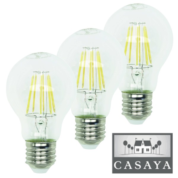 Casaya 3er Pack LED Leuchtmittel Birnenform klar 8W