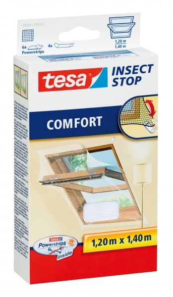 Tesa Fliegengitter Comfort für Dachfenster 1,2x1,4m weiß