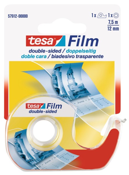Tesafilm doppelseitig 7,5 m x 12 mm Einwegabroller